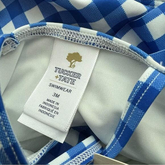 Tuck + Tate blue white gingham ruffle swimsuit baby girl size 3 months - Picture 5 of 5